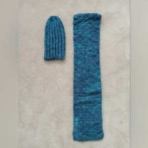 Blue soft handmade beanie and scarf